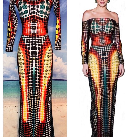 John Paul Gautier Design Optical Illusion Mod Dot Dress - Picture 9 of 9